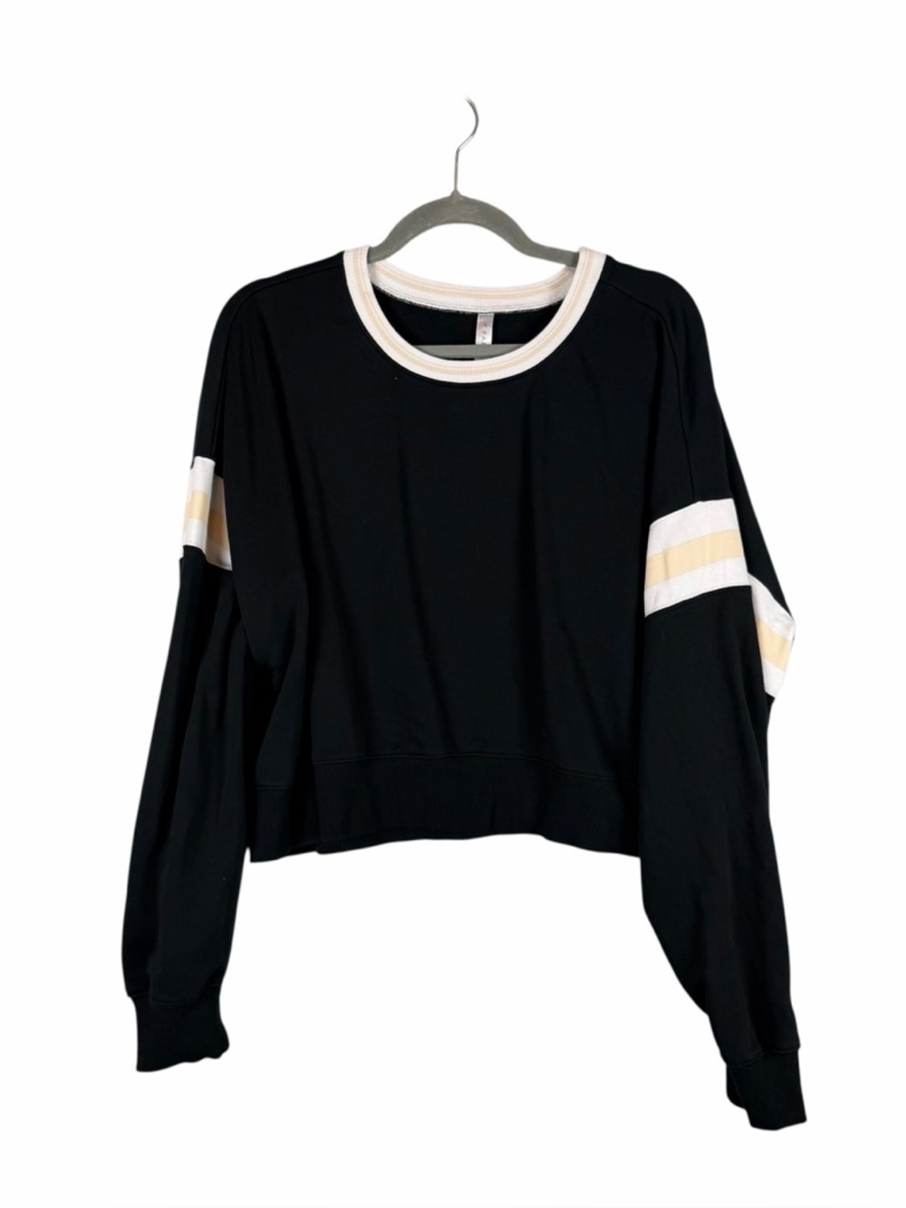 Fabletics Black Cropped Varsity Sweatshirt XXL